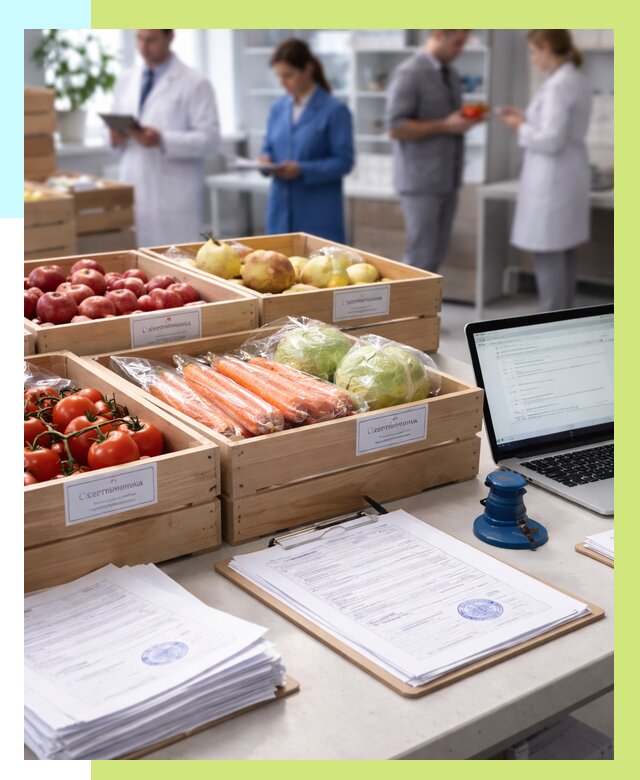 Сертификация овощей и фруктов в Белогорске от 8672 р. | Алешин-Бгк